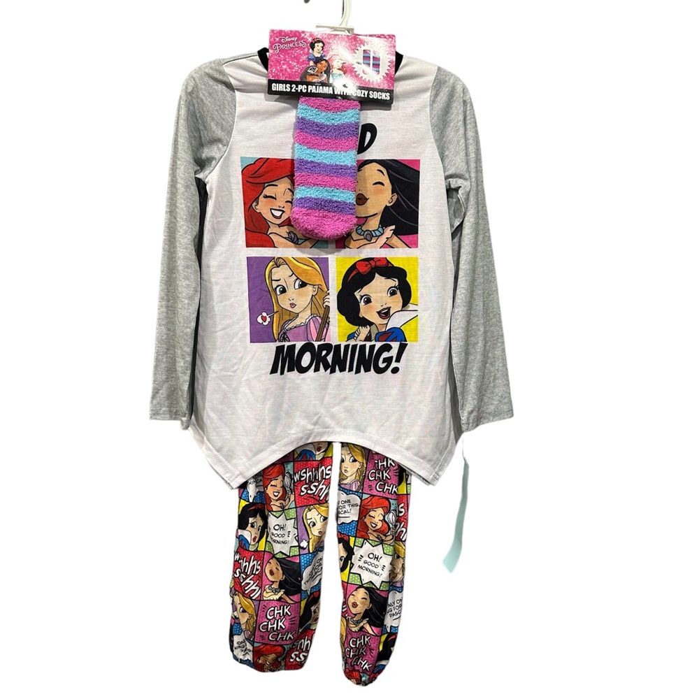 DISNEY PRINCESS 2 PC PAJAMA SET WITH COZY SOCKS